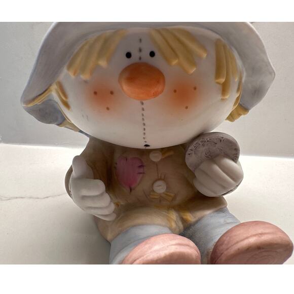 Bumpkins Scarecrow Coin Piggy Bank Vintage 6" Patchwork - Picture 2 of 10